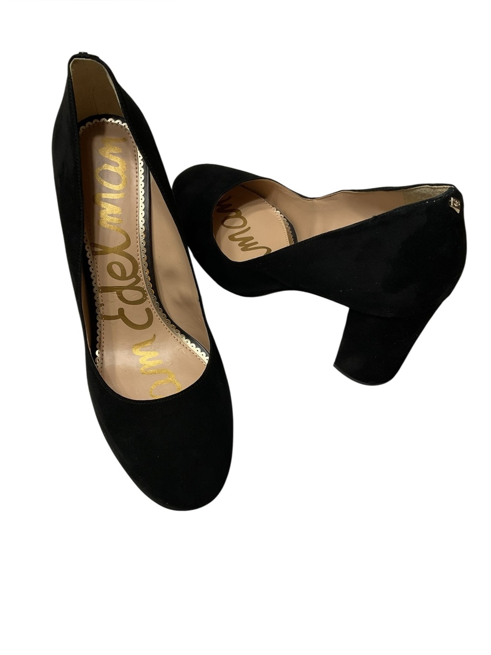 Sam Edelman Black Suede Chunky Heel Pumps